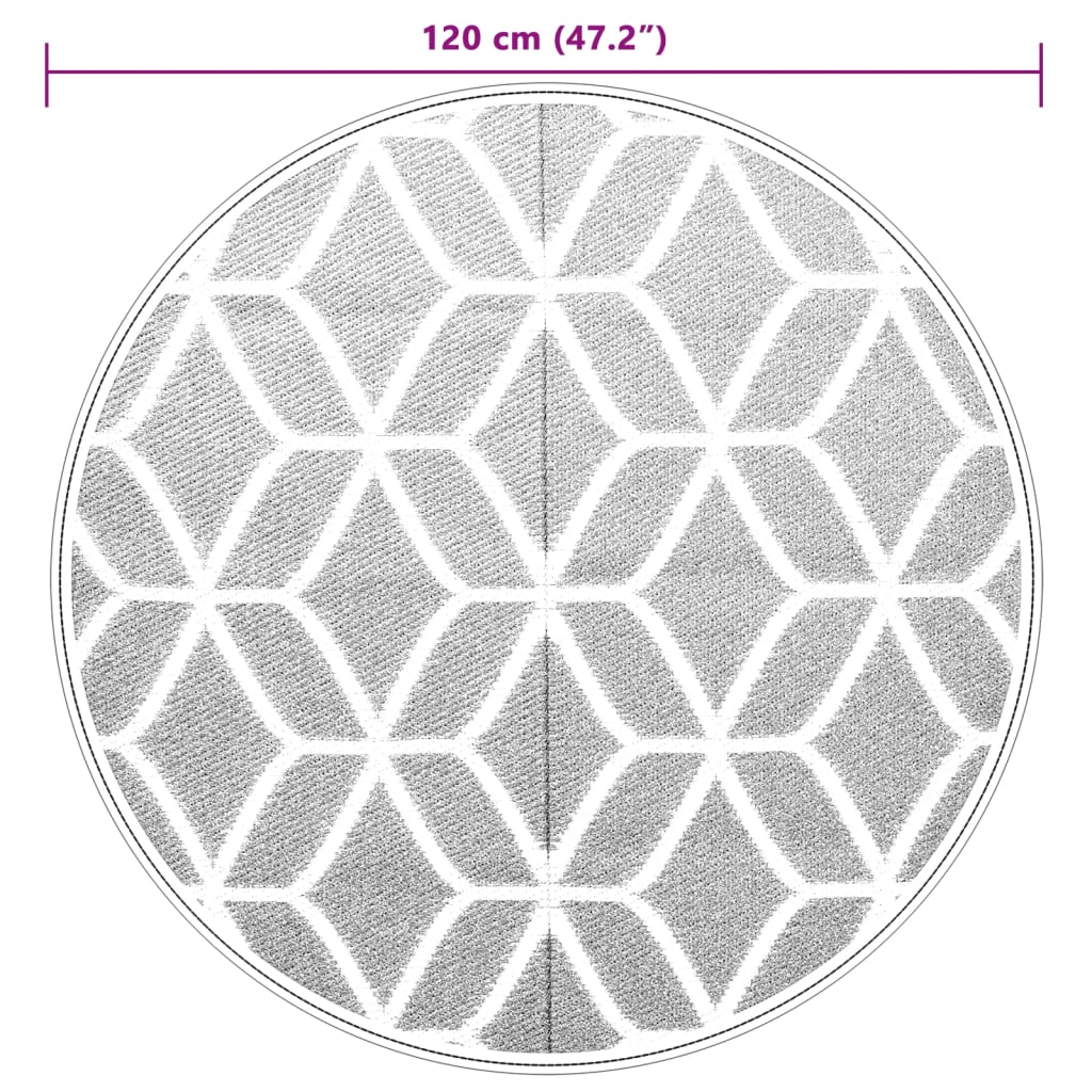 vidaXL Covor de exterior, ARAKIL gri, Ø120 cm, PP vidaXL Covor de exterior, ARAKIL gri, Ø120 cm, PP
