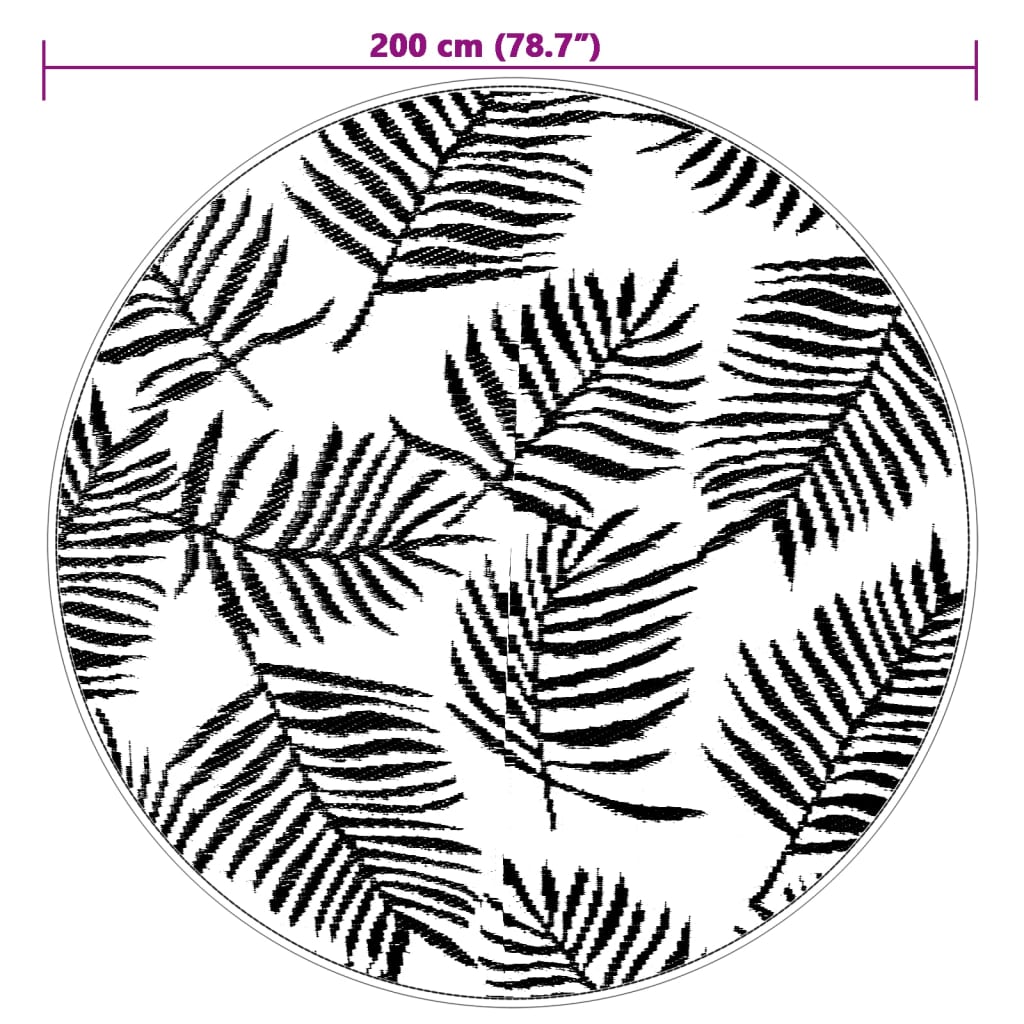 vidaXL Covor de exterior, ARAKIL alb și negru, Ø200 cm, PP