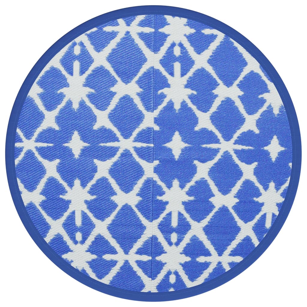 vidaXL Covor de exterior, ARAKIL albastru și alb, Ø120 cm, PP vidaXL Covor de exterior, ARAKIL albastru și alb, Ø120 cm, PP