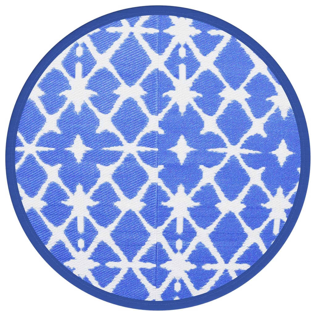 vidaXL Covor de exterior, ARAKIL albastru și alb, Ø160 cm, PP vidaXL Covor de exterior, ARAKIL albastru și alb, Ø160 cm, PP