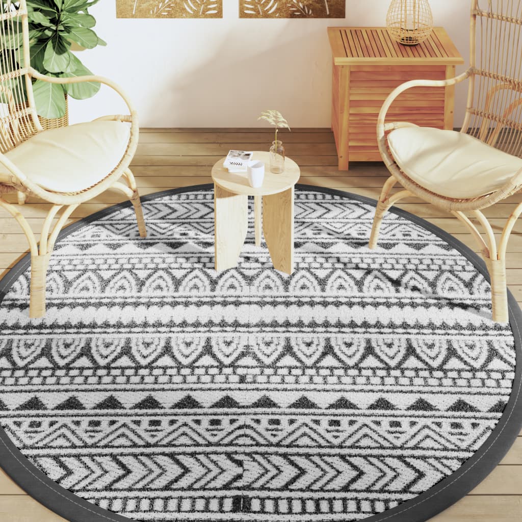 vidaXL Covor de exterior, ARAKIL negru, Ø200 cm, PP vidaXL Covor de exterior, ARAKIL negru, Ø200 cm, PP