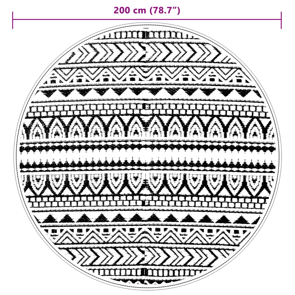 vidaXL Covor de exterior, ARAKIL negru, Ø200 cm, PP vidaXL Covor de exterior, ARAKIL negru, Ø200 cm, PP