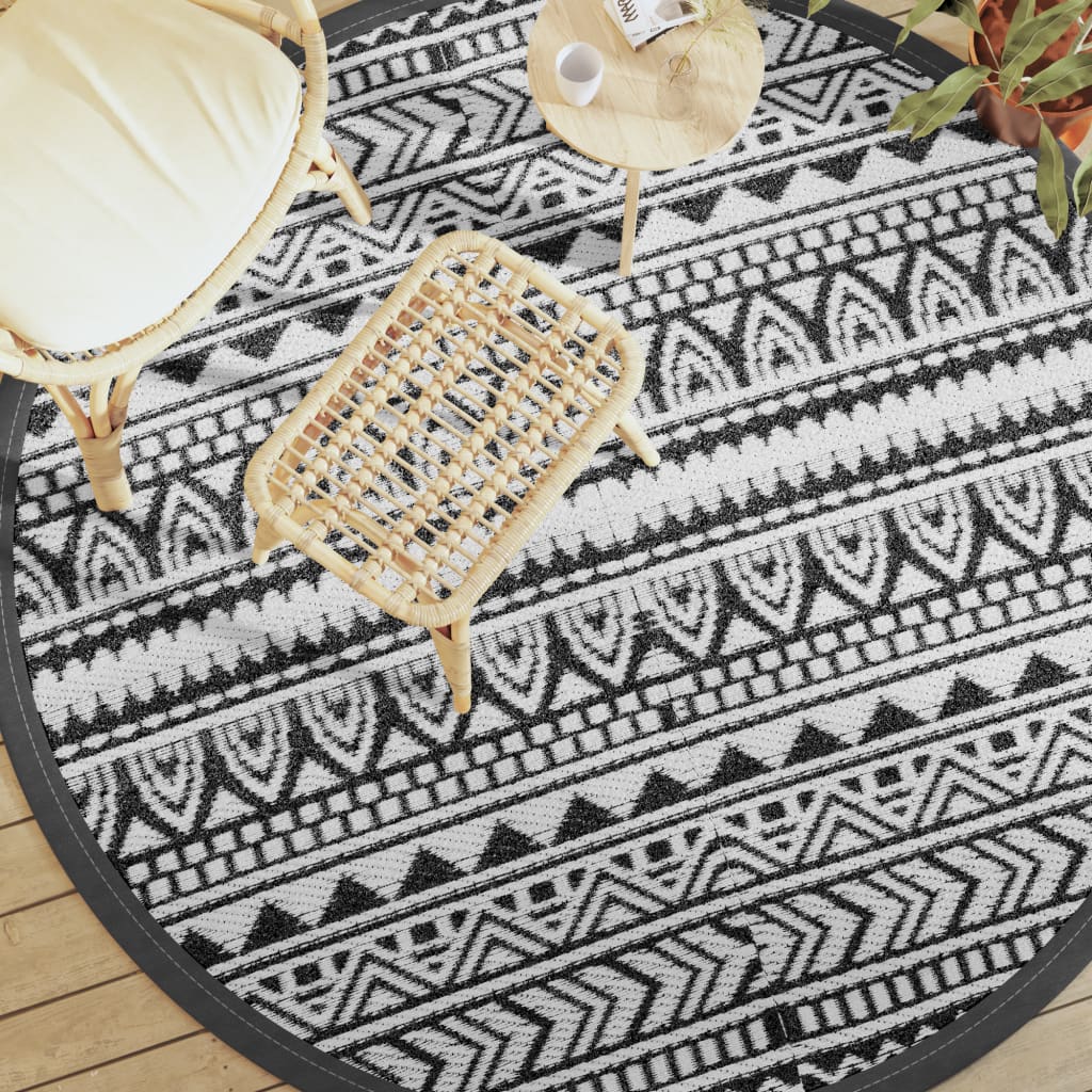 vidaXL Covor de exterior, ARAKIL negru, Ø200 cm, PP vidaXL Covor de exterior, ARAKIL negru, Ø200 cm, PP