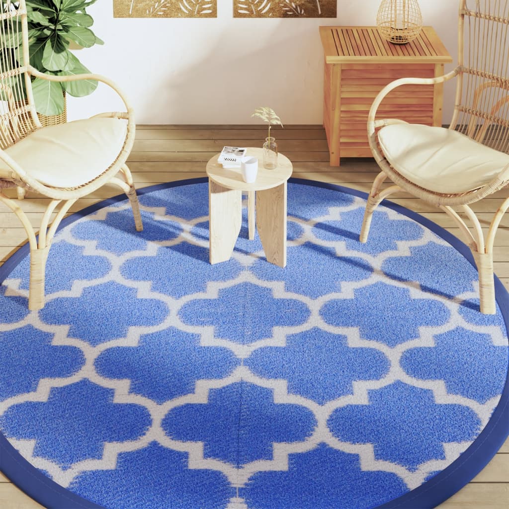 vidaXL Covor de exterior, ARAKIL albastru, Ø200 cm, PP vidaXL Covor de exterior, ARAKIL albastru, Ø200 cm, PP