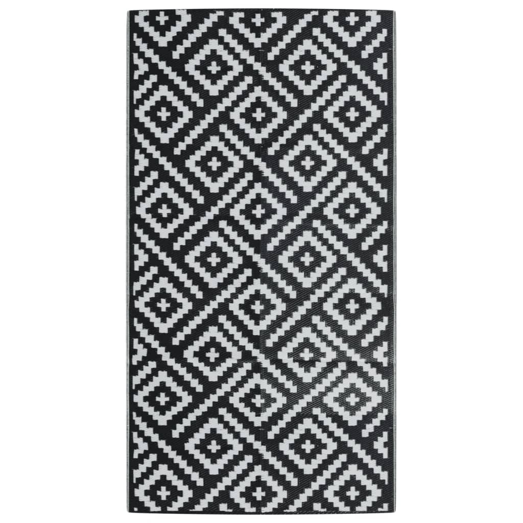 vidaXL Covor de exterior, ARAKIL alb și negru, 80x150 cm, PP vidaXL Covor de exterior, ARAKIL alb și negru, 80x150 cm, PP