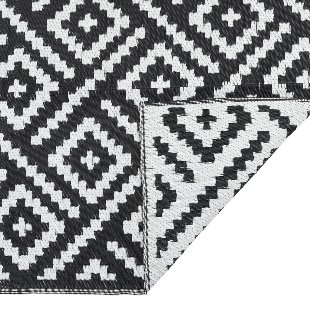 vidaXL Covor de exterior, ARAKIL alb și negru, 80x150 cm, PP vidaXL Covor de exterior, ARAKIL alb și negru, 80x150 cm, PP