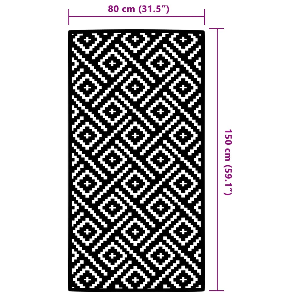 vidaXL Covor de exterior, ARAKIL alb și negru, 80x150 cm, PP vidaXL Covor de exterior, ARAKIL alb și negru, 80x150 cm, PP