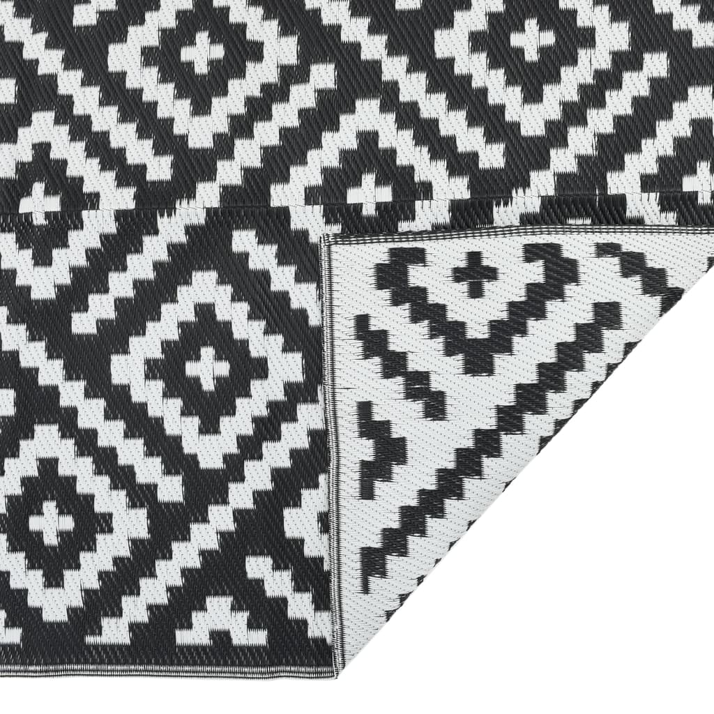 vidaXL Covor de exterior, ARAKIL alb și negru, 140x200 cm, PP vidaXL Covor de exterior, ARAKIL alb și negru, 140x200 cm, PP