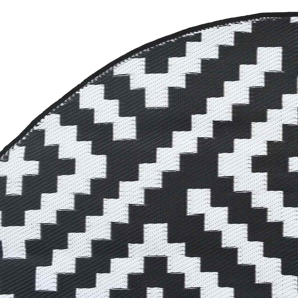vidaXL Covor de exterior, ARAKIL alb și negru, Ø120 cm, PP vidaXL Covor de exterior, ARAKIL alb și negru, Ø120 cm, PP
