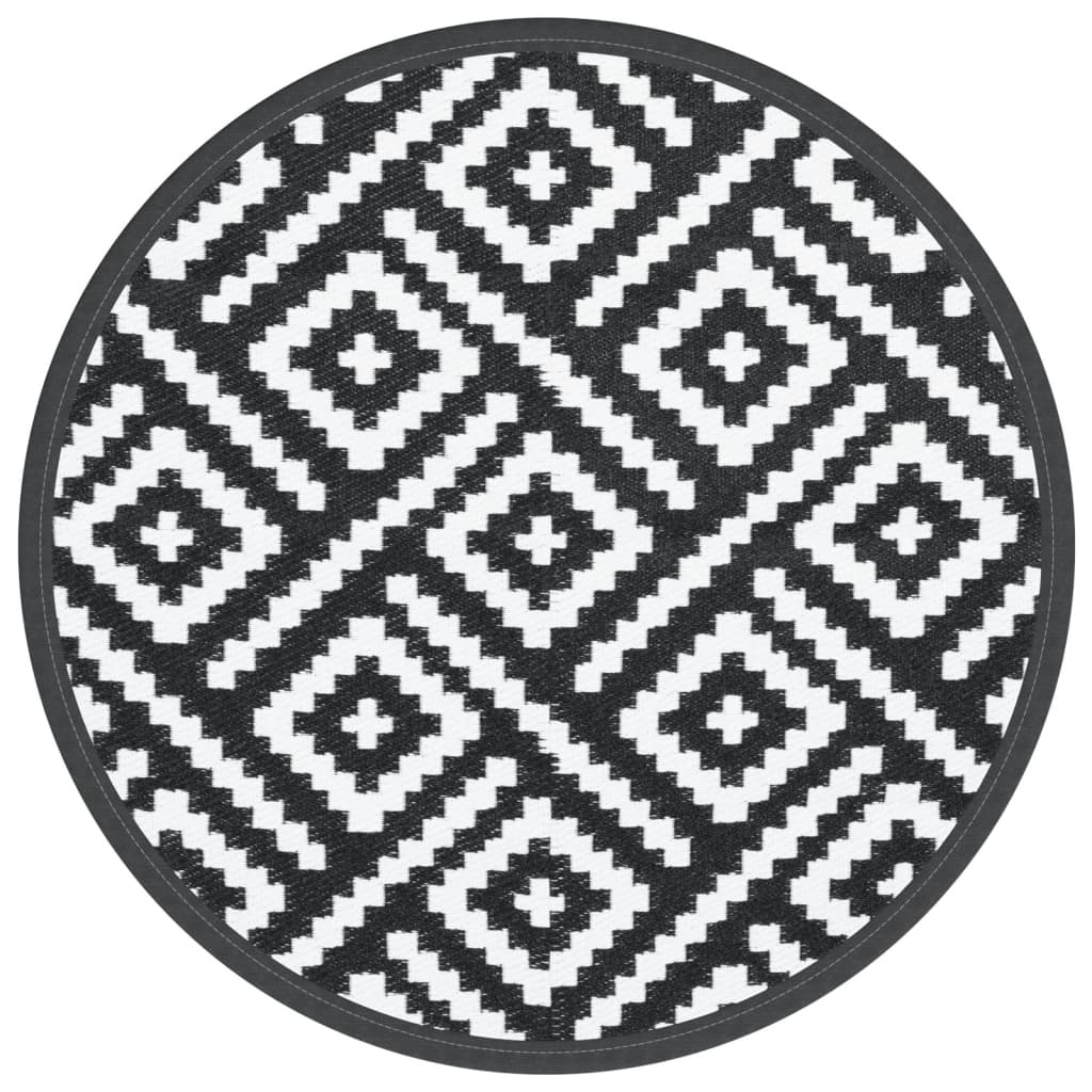 vidaXL Covor de exterior, ARAKIL alb și negru, Ø160 cm, PP vidaXL Covor de exterior, ARAKIL alb și negru, Ø160 cm, PP
