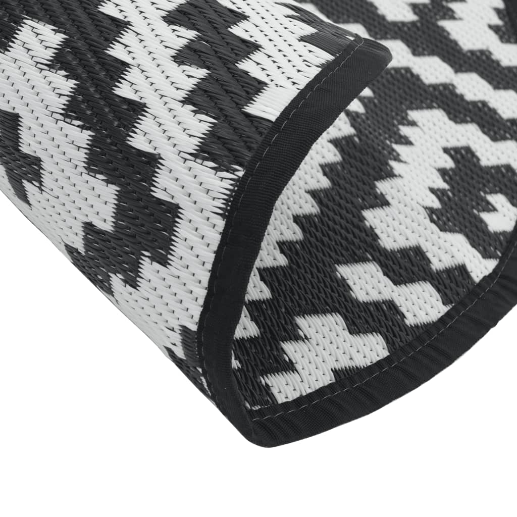 vidaXL Covor de exterior, ARAKIL alb și negru, Ø160 cm, PP vidaXL Covor de exterior, ARAKIL alb și negru, Ø160 cm, PP