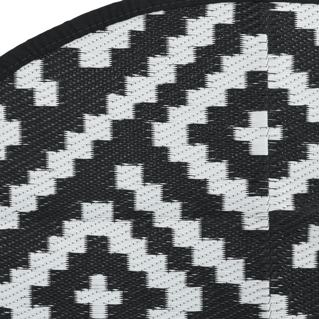 vidaXL Covor de exterior, ARAKIL alb și negru, Ø160 cm, PP vidaXL Covor de exterior, ARAKIL alb și negru, Ø160 cm, PP
