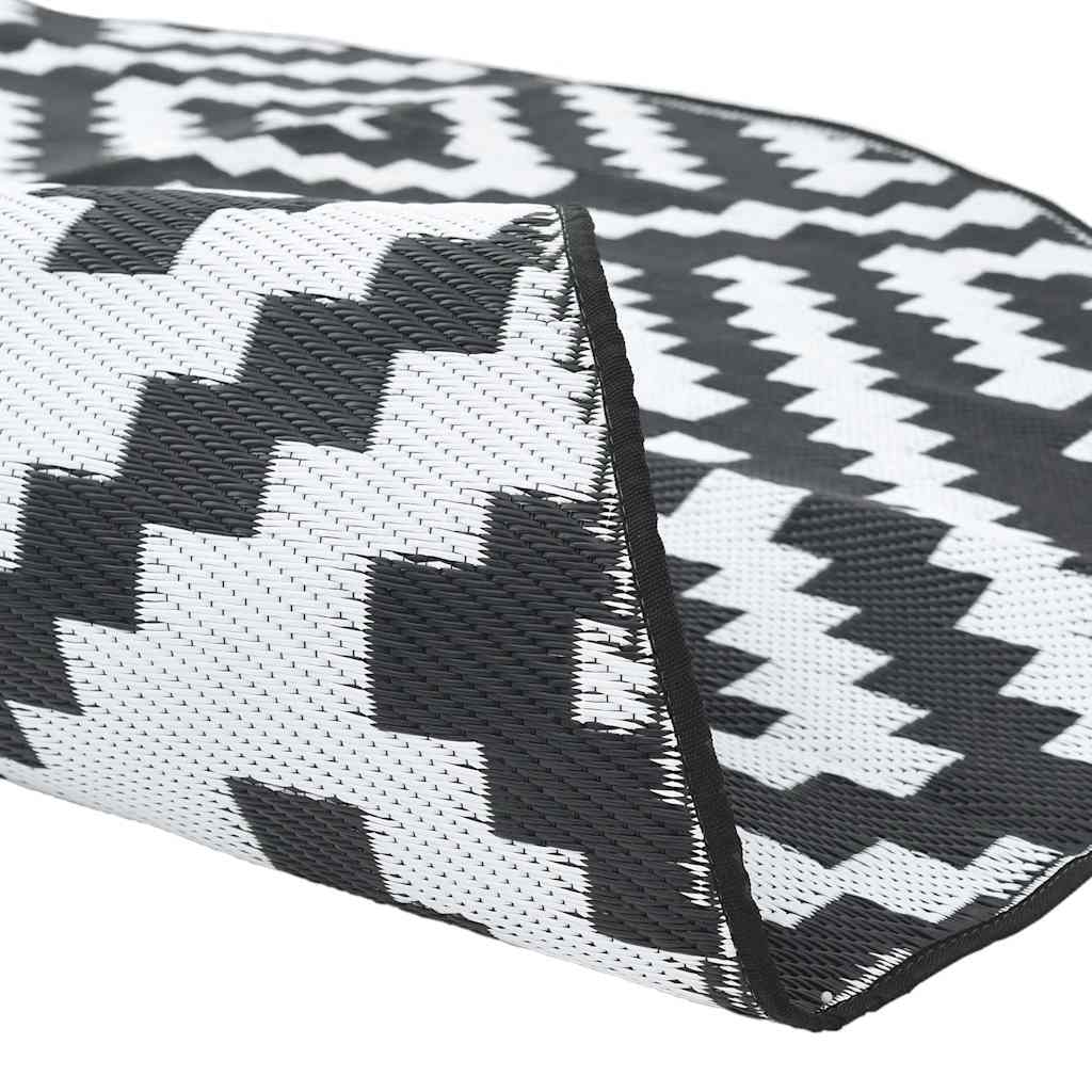 vidaXL Covor de exterior, ARAKIL alb și negru, Ø200 cm, PP vidaXL Covor de exterior, ARAKIL alb și negru, Ø200 cm, PP