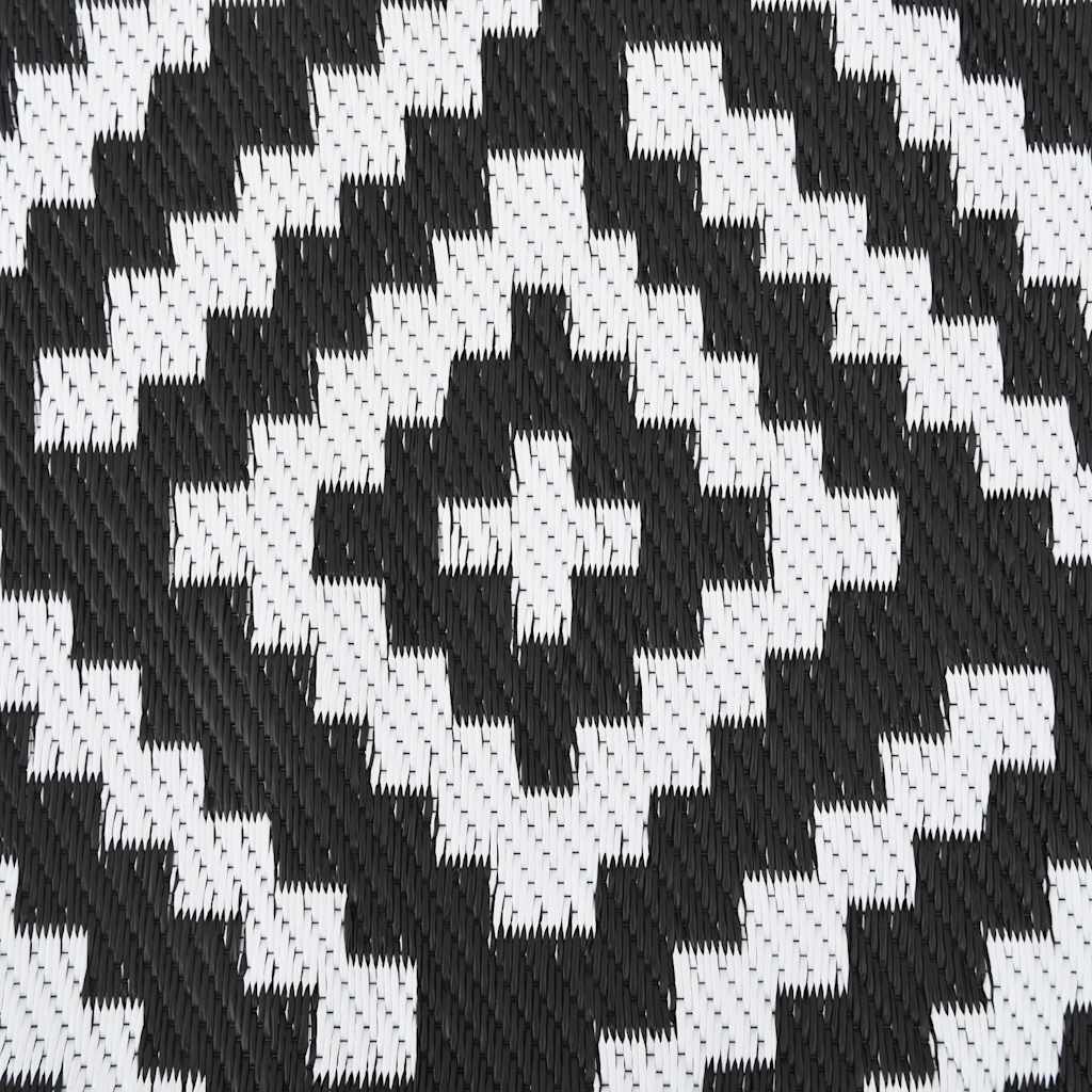 vidaXL Covor de exterior, ARAKIL alb și negru, Ø200 cm, PP vidaXL Covor de exterior, ARAKIL alb și negru, Ø200 cm, PP