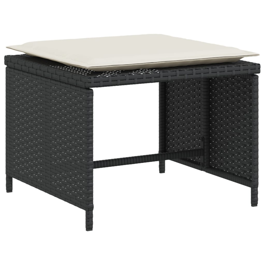 vidaXL Scaun de grădină cu taburet, negru, poliratan