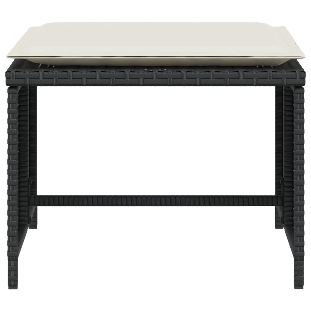 vidaXL Scaun de grădină cu taburet, negru, poliratan