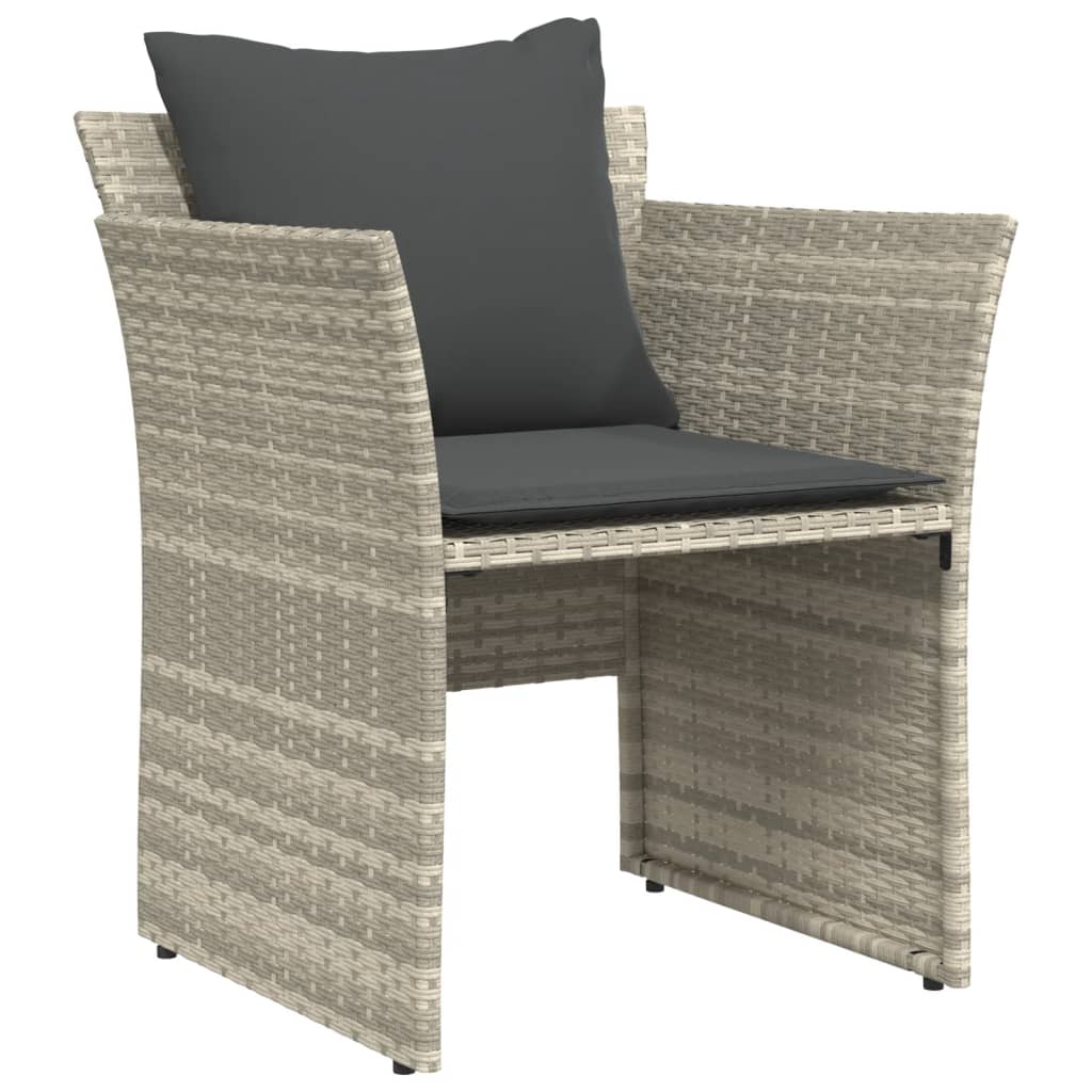 vidaXL Scaun de grădină cu taburet, gri deschis, poliratan