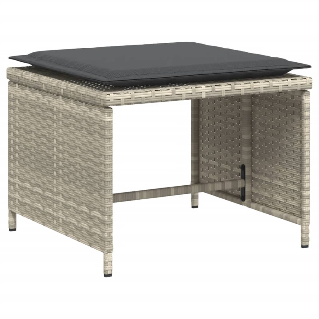 vidaXL Scaun de grădină cu taburet, gri deschis, poliratan