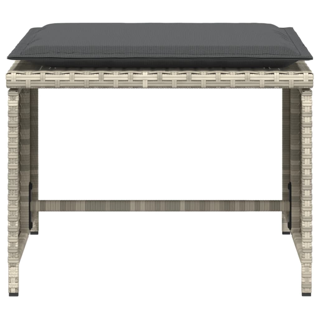 vidaXL Scaun de grădină cu taburet, gri deschis, poliratan