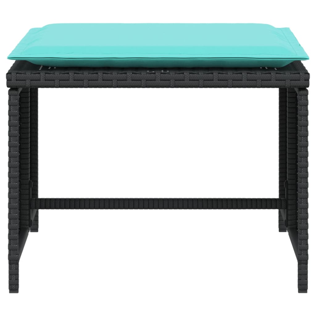 vidaXL Scaun de grădină cu taburet, negru, poliratan