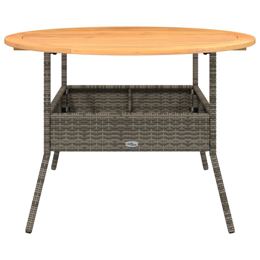vidaXL Masă grădină, blat din lemn acacia, gri, Ø110x71 cm poliratan
