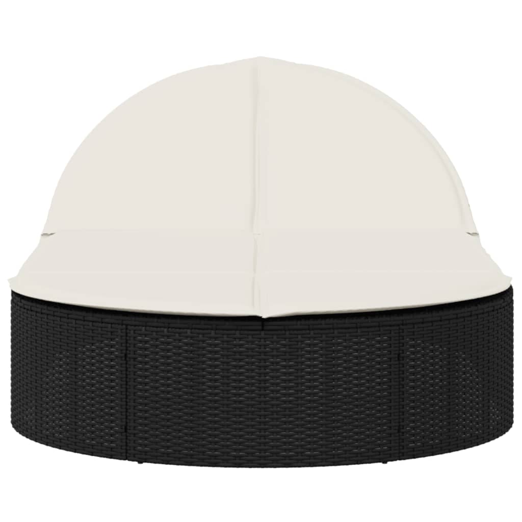 vidaXL Șezlong dublu cu perne, negru, poliratan vidaXL Șezlong dublu cu perne, negru, poliratan