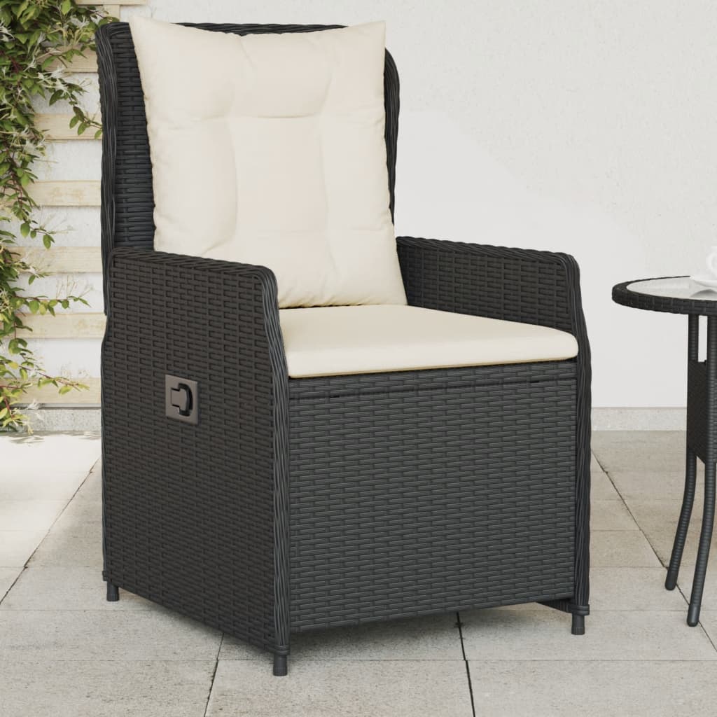 vidaXL Scaune de grădină rabatabile, 2 buc., negru, poliratan vidaXL Scaune de grădină rabatabile, 2 buc., negru, poliratan