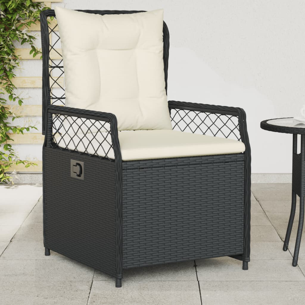 vidaXL Scaune de grădină rabatabile, 2 buc., negru, poliratan vidaXL Scaune de grădină rabatabile, 2 buc., negru, poliratan