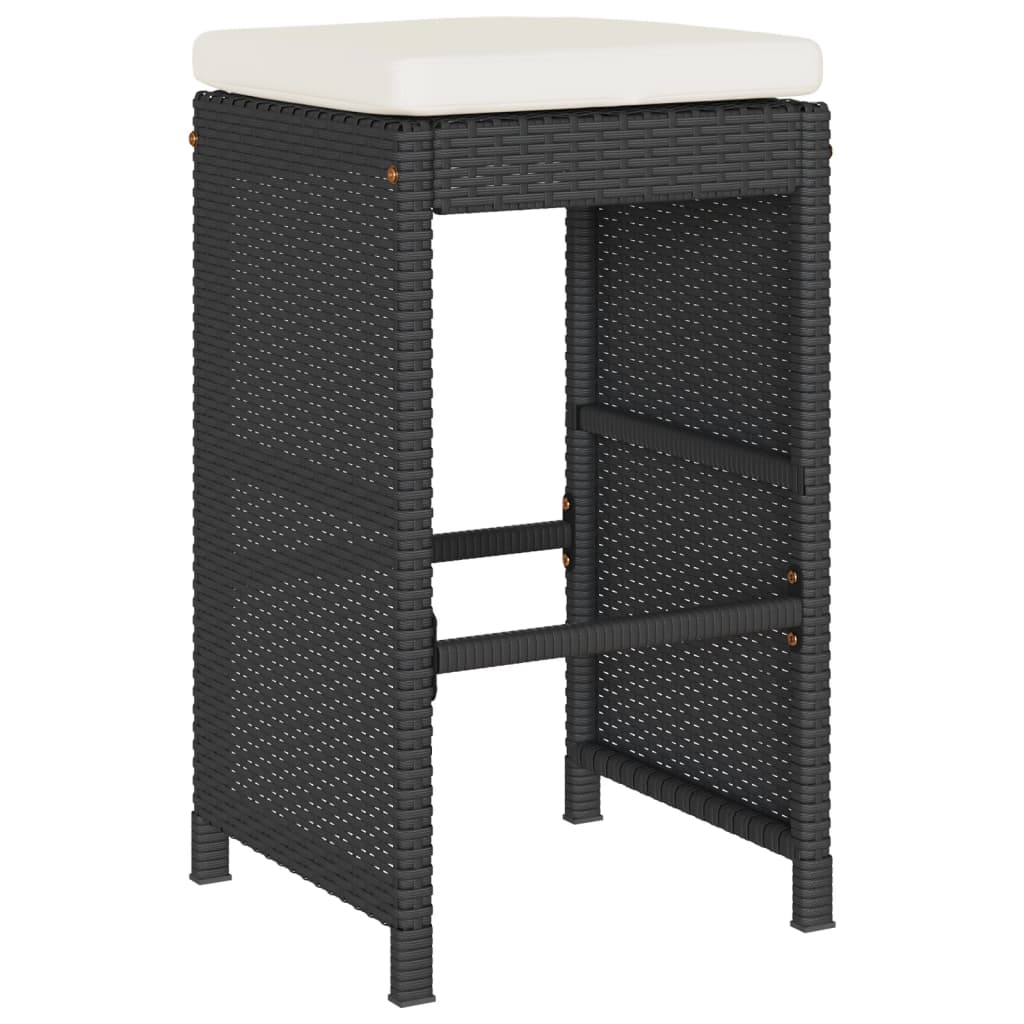 vidaXL Scaune de bar pentru grădină cu perne, 2 buc., negru, poliratan vidaXL Scaune de bar pentru grădină cu perne, 2 buc., negru, poliratan