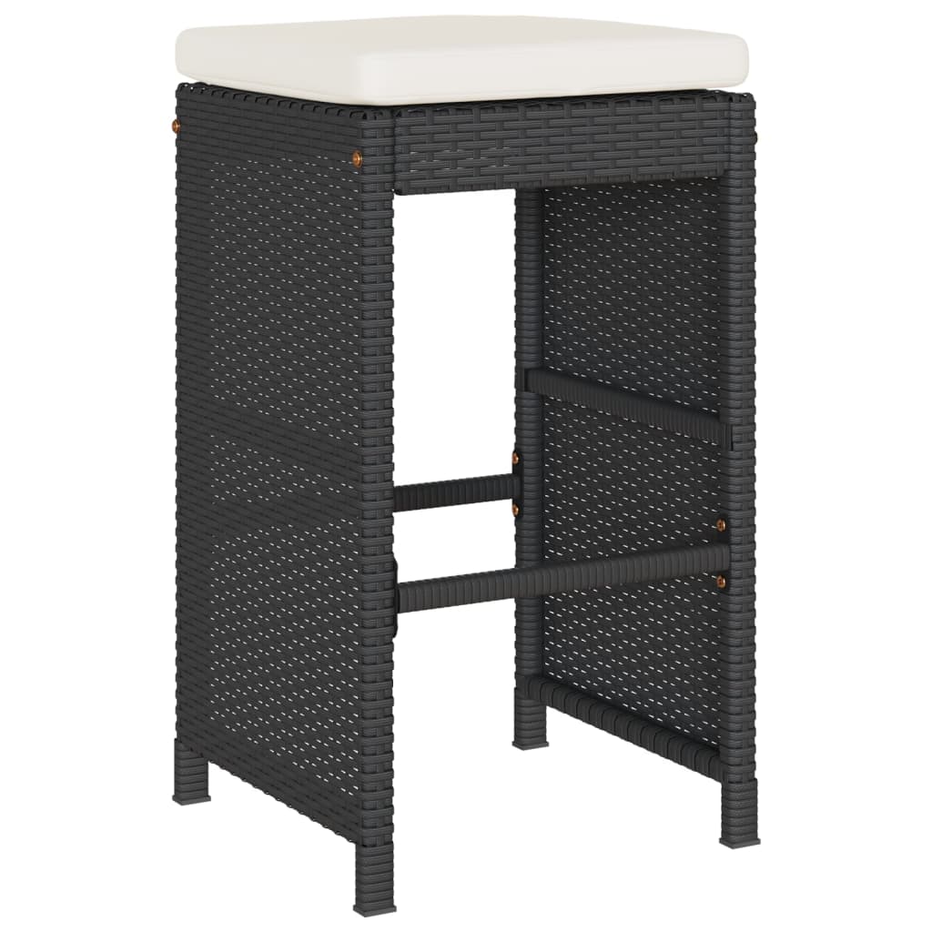vidaXL Scaune de bar pentru grădină, cu perne, 4 buc. negru, poliratan vidaXL Scaune de bar pentru grădină, cu perne, 4 buc. negru, poliratan