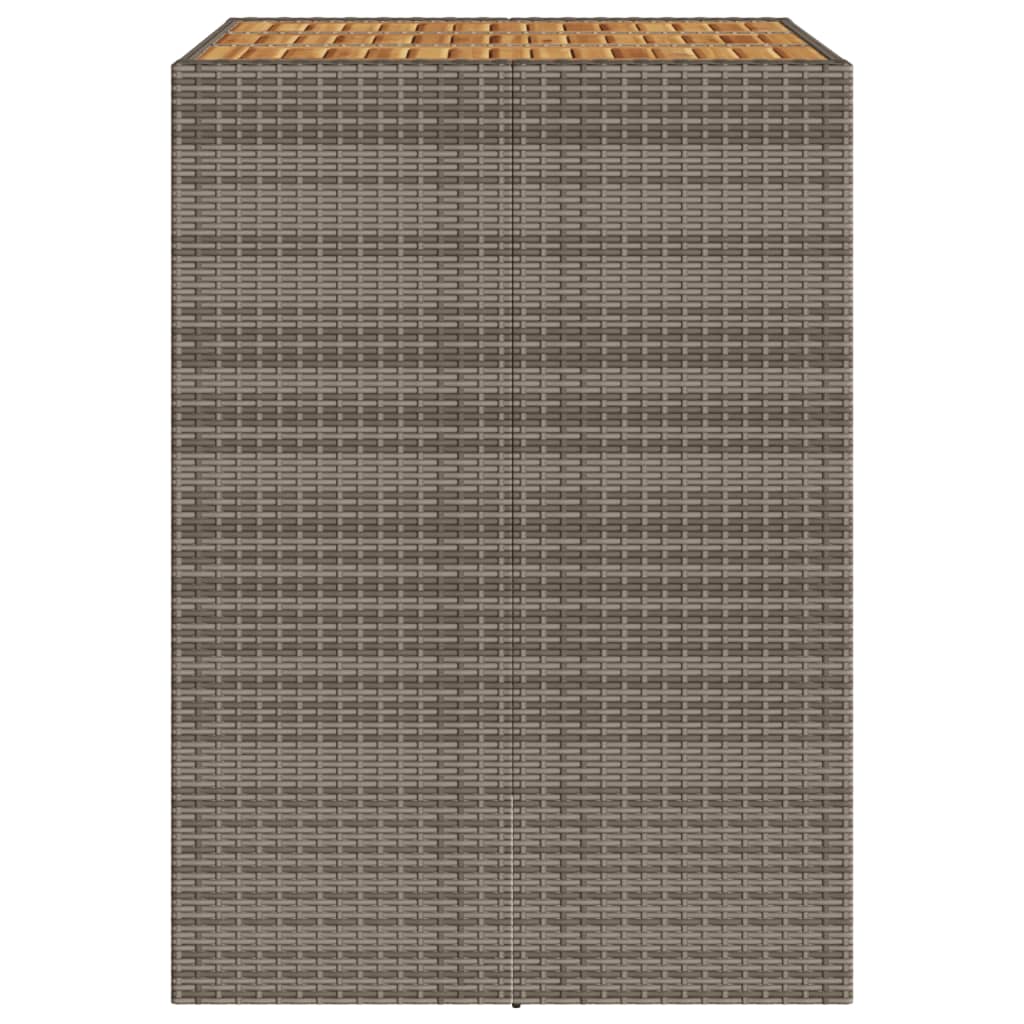 vidaXL Masă bar grădină, blat lemn acacia, gri 105x80x110 cm poliratan