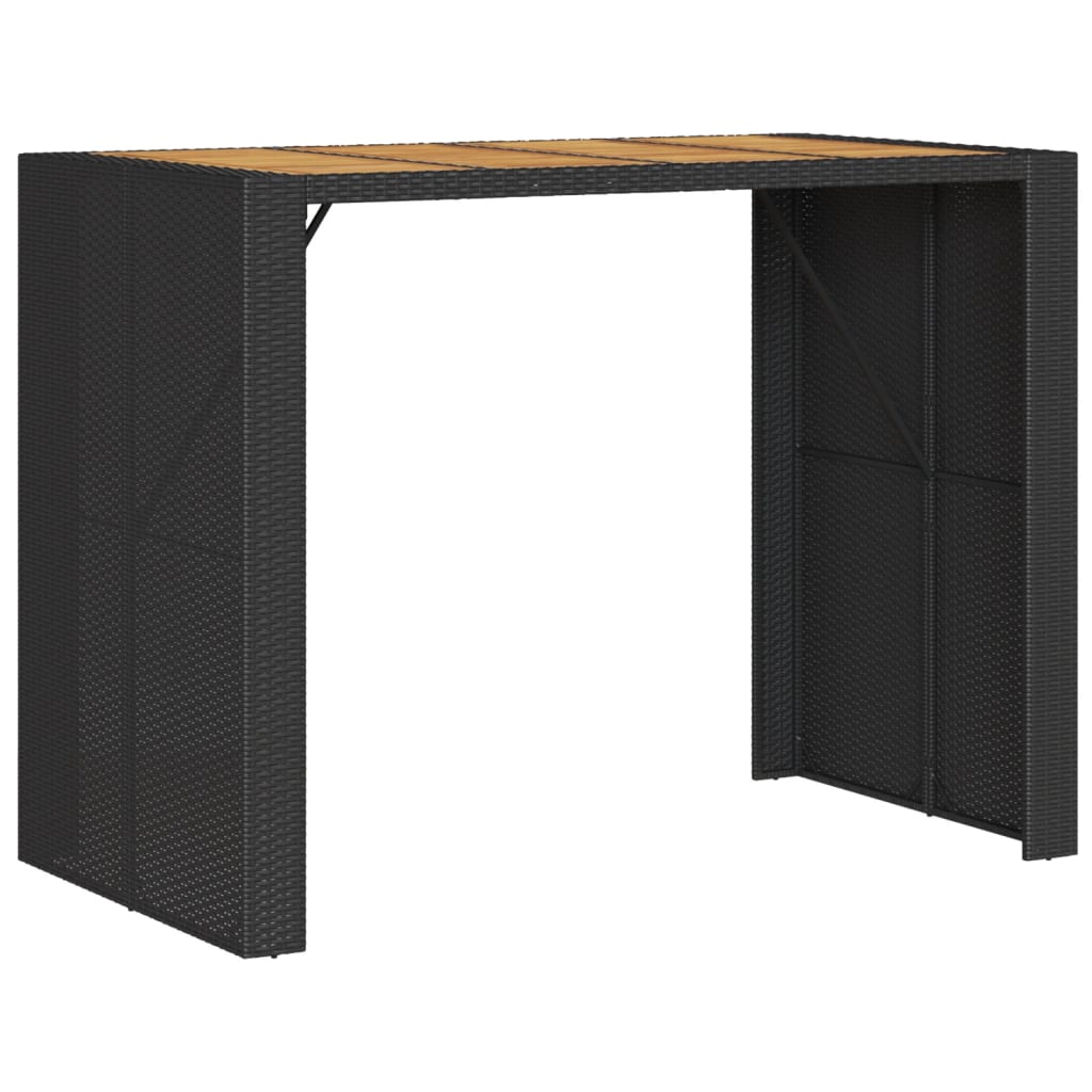 vidaXL Masă bar grădină blat lemn acacia negru 145x80x110 cm poliratan vidaXL Masă bar grădină blat lemn acacia negru 145x80x110 cm poliratan