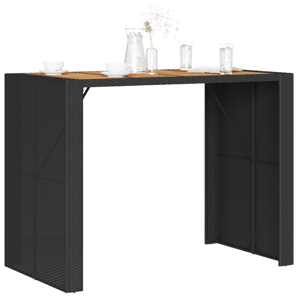 vidaXL Masă bar grădină blat lemn acacia negru 145x80x110 cm poliratan vidaXL Masă bar grădină blat lemn acacia negru 145x80x110 cm poliratan