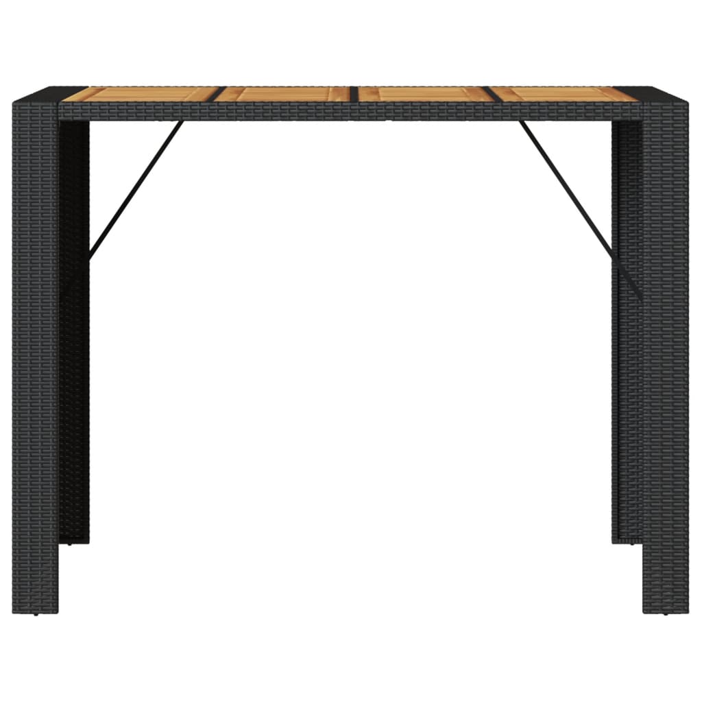 vidaXL Masă bar grădină blat lemn acacia negru 145x80x110 cm poliratan vidaXL Masă bar grădină blat lemn acacia negru 145x80x110 cm poliratan