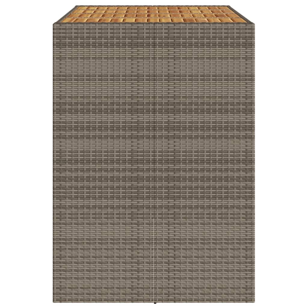 vidaXL Masă bar grădină, blat lemn acacia, gri 145x80x110 cm poliratan