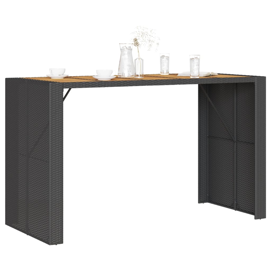 vidaXL Masă bar grădină blat lemn acacia negru 185x80x110 cm poliratan vidaXL Masă bar grădină blat lemn acacia negru 185x80x110 cm poliratan