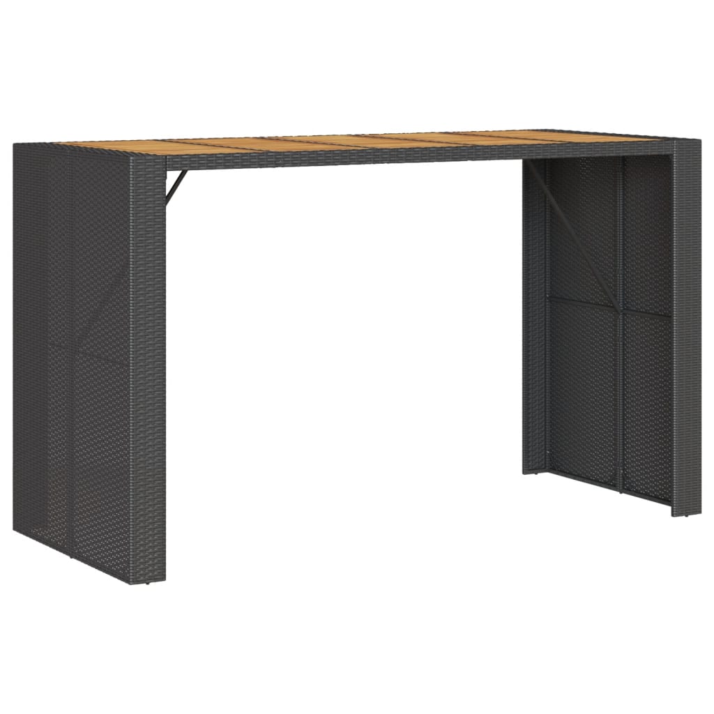 vidaXL Masă bar grădină blat lemn acacia negru 185x80x110 cm poliratan vidaXL Masă bar grădină blat lemn acacia negru 185x80x110 cm poliratan