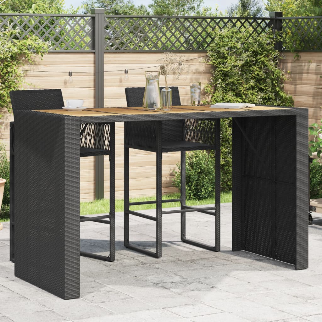 vidaXL Masă bar grădină blat lemn acacia negru 185x80x110 cm poliratan vidaXL Masă bar grădină blat lemn acacia negru 185x80x110 cm poliratan