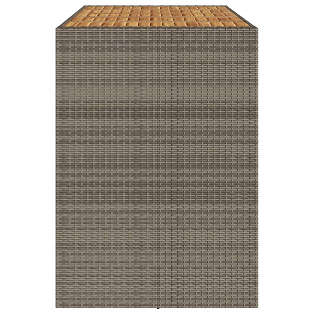 vidaXL Masă bar grădină, blat lemn acacia, gri 185x80x110 cm poliratan
