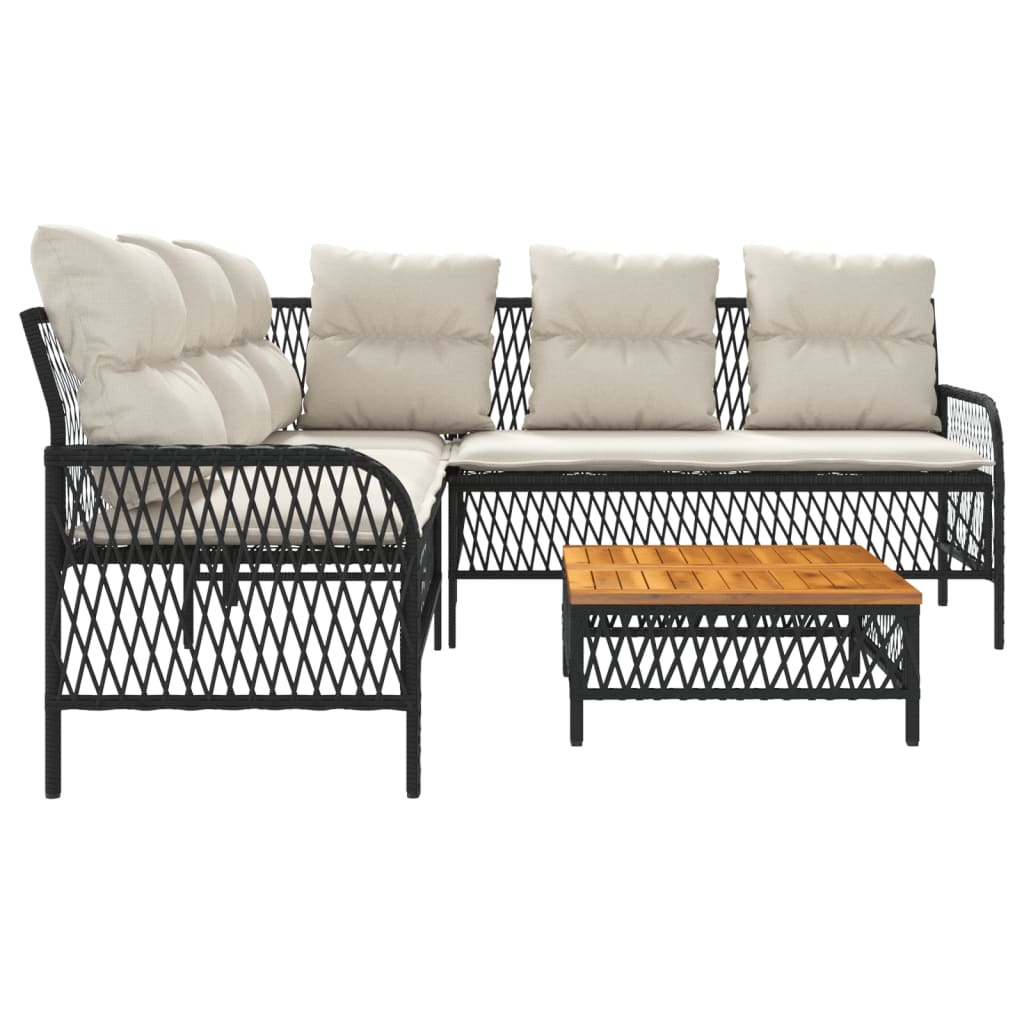 vidaXL Set canapele de grădină cu perne, 2 piese, negru, poliratan vidaXL Set canapele de grădină cu perne, 2 piese, negru, poliratan