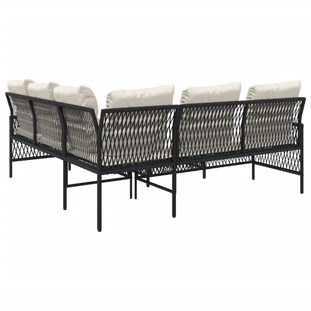 vidaXL Set canapele de grădină cu perne, 2 piese, negru, poliratan vidaXL Set canapele de grădină cu perne, 2 piese, negru, poliratan