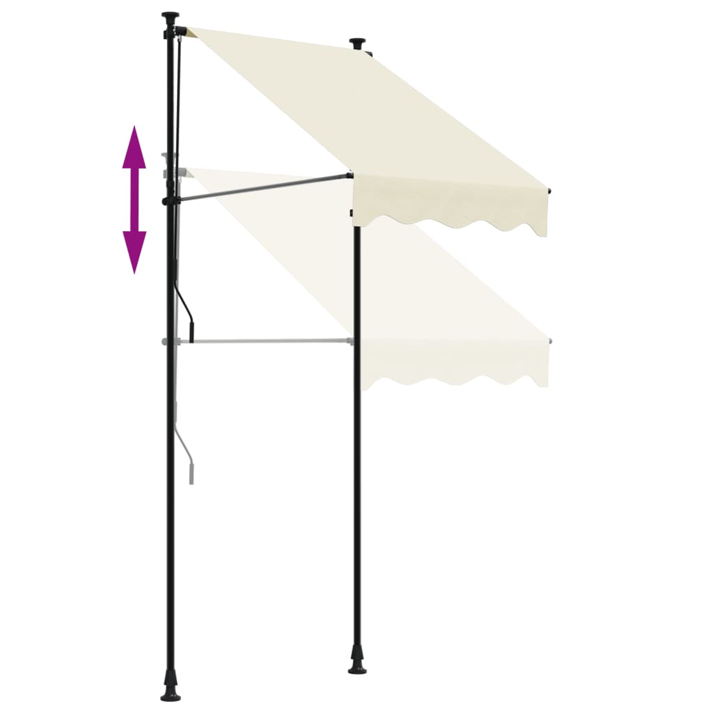 vidaXL Copertină retractabilă, crem, 100x150 cm, țesătură și oțel