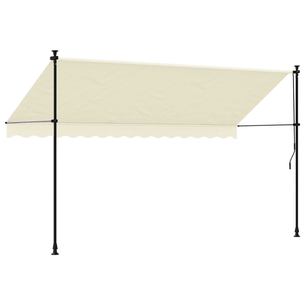 vidaXL Copertină retractabilă, crem, 350x150 cm, țesătură și oțel