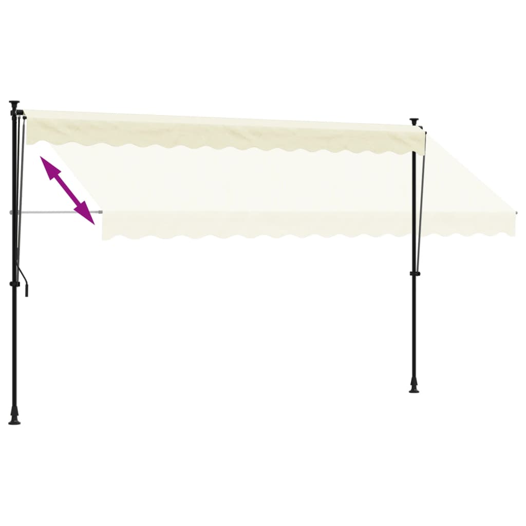 vidaXL Copertină retractabilă, crem, 350x150 cm, țesătură și oțel