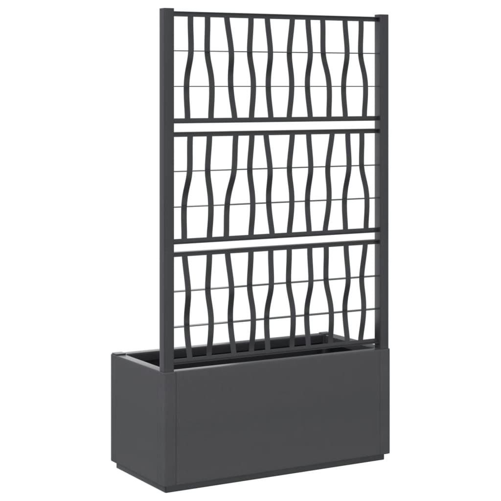 vidaXL Jardinieră de grădină cu spalier, gri închis, 80x36x140 cm, PP