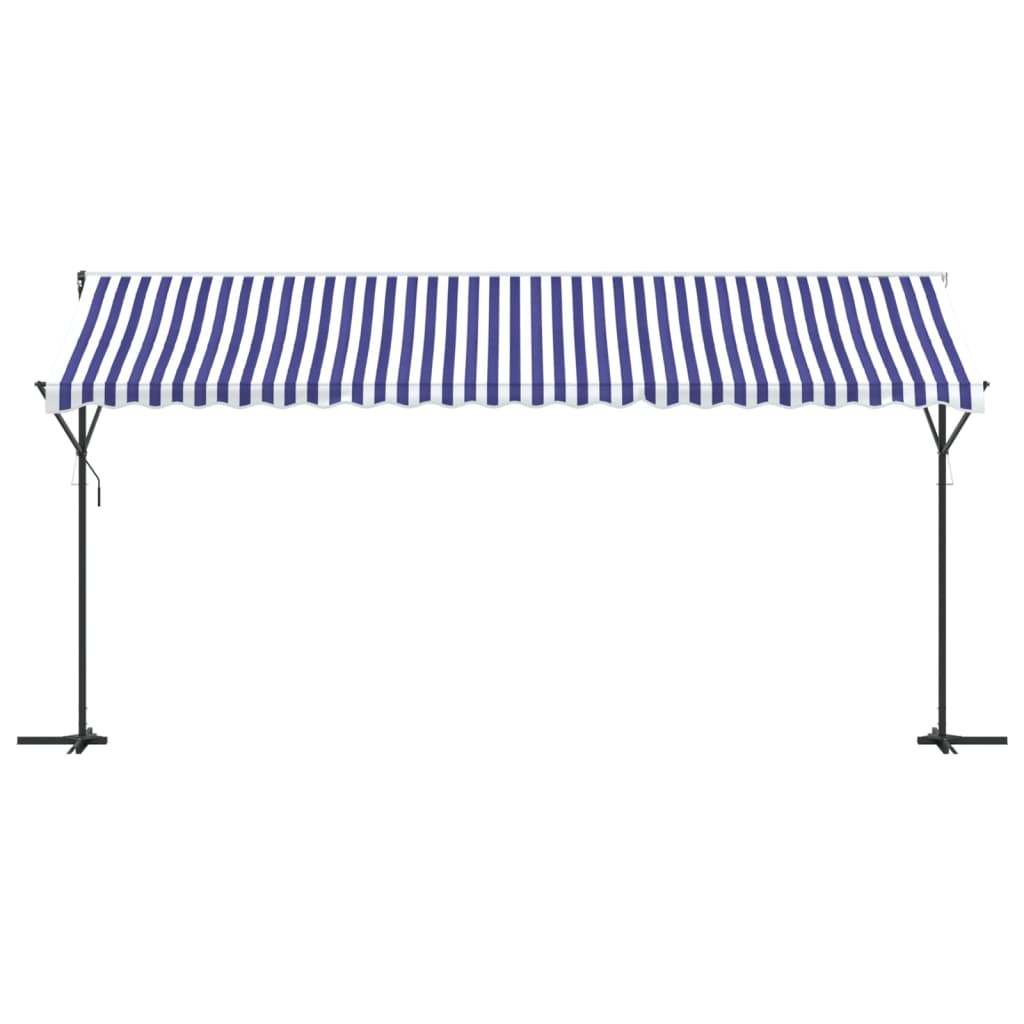 vidaXL Copertină independentă, albastru și alb, 500x300 cm textil/oțel vidaXL Copertină independentă, albastru și alb, 500x300 cm textil/oțel