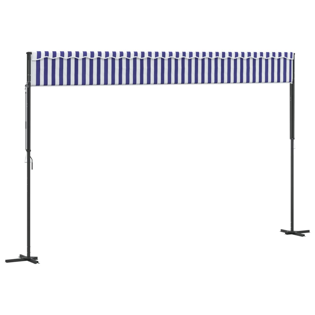 vidaXL Copertină independentă, albastru și alb, 500x300 cm textil/oțel vidaXL Copertină independentă, albastru și alb, 500x300 cm textil/oțel