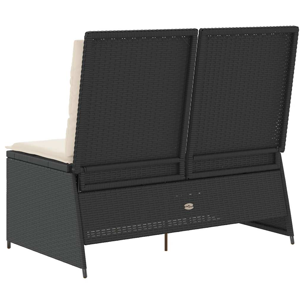 vidaXL Bancă de grădină rabatabilă cu perne, negru, poliratan