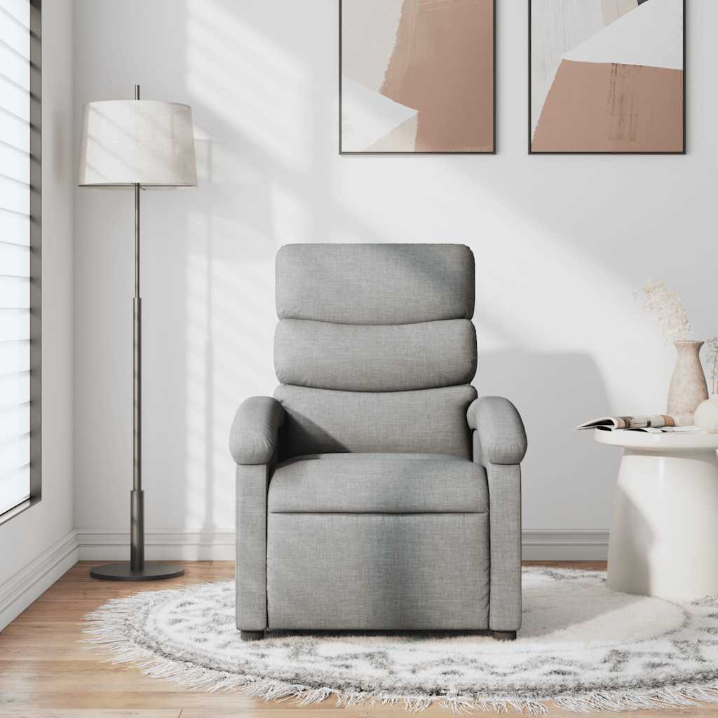 vidaXL Fotoliu rabatabil, gri deschis, material textil