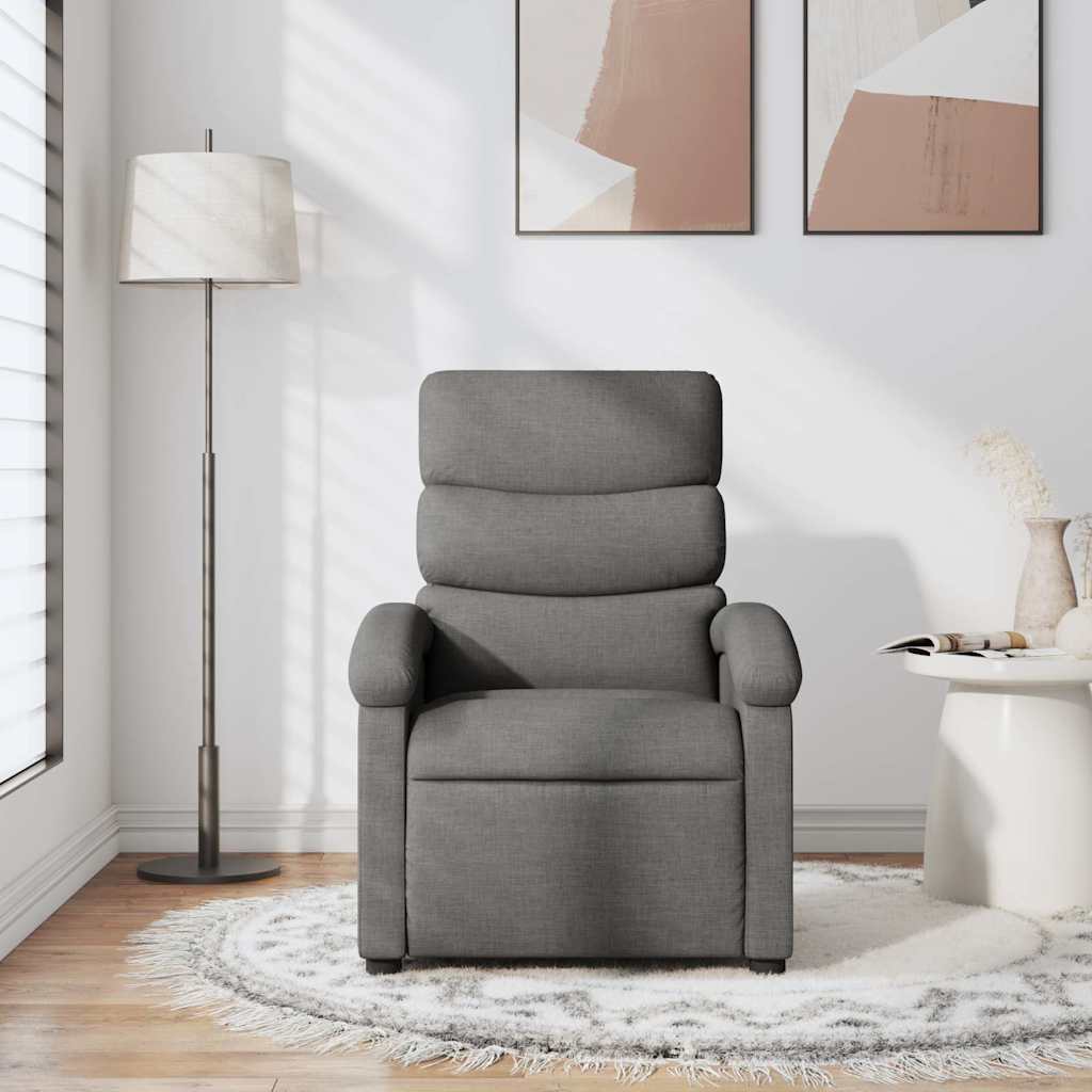 vidaXL Fotoliu rabatabil, gri închis, material textil